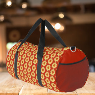 Gelbes Dahlia-Blumenmuster auf Rot Duffle Bag