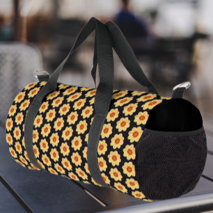 Gelbes Dahlia-Blumenmuster auf schwarz Duffle Bag
