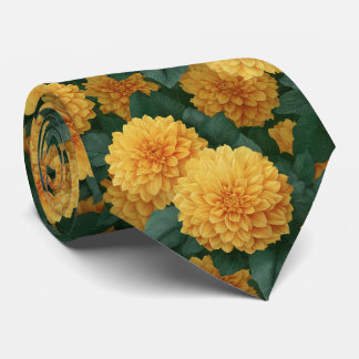 Gelbes Dahlien-Blumenmuster Krawatte
