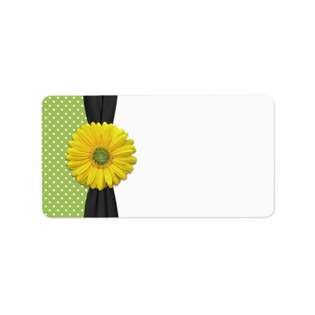 Gelbes Daisy-Hochzeitstauchetikett Adressaufkleber (Vorne)