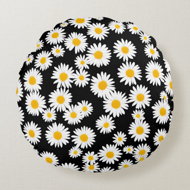Gelbes Daisy Rundkissen Rundes Kissen (Vorderseite)