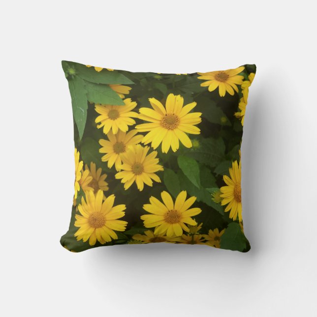 Gelbes Daisy-Throw-Kissen Kissen (Vorderseite)