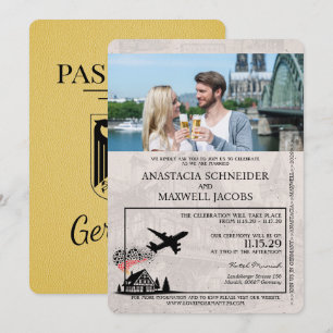 Gelbes Deutschland Pass Einladung zur Hochzeit