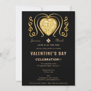 Gelbes Diamantenherz für den Valentinstag Einladung