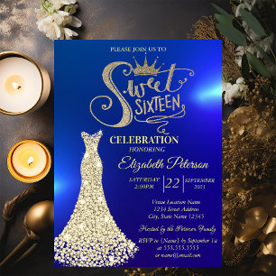 Gelbes Diamantenkleid, Diamonds Sweet 16  Einladung