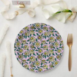 Gelbes Ditsy-Muster Pappteller