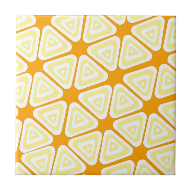 Gelbes Dreieck-Muster Fliese (Vorderseite)