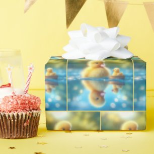 Gelbes Duckling in einem Ruderboot Geschenkpapier