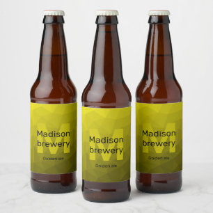 Gelbes dunkles Omergeometrie-Maschenmuster Monogra Bierflaschenetikett