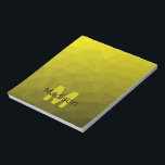 Gelbes dunkles Omergeometrie-Maschenmuster Monogra Notizblock<br><div class="desc">Monogram Personalize mit Ihrem benutzerdefinierten Initial und Namen. Gelbes goldenes Ober-Farbverlauf geometrisches Maschenmuster. Geometrisches Dreieck mit dunkelgelbem goldfarbenem Ober-Farbverlauf,  Muster,  Ober,  Masche,  Dreiecke,  Geometrie,  Gefälle,  cool,  Dreieck,  hell,  Muster,  digital,  gelb,  gold,  schwarz</div>