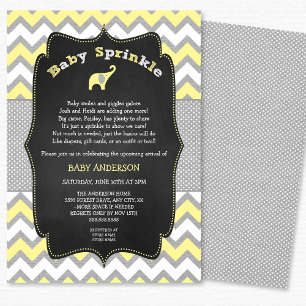 Gelbes Elefantbaby besprühen, Babyparty Einladung