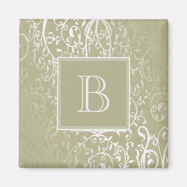 Gelbes Elegant-Monogram-Magnet Geblüht Magnet (Vorne)