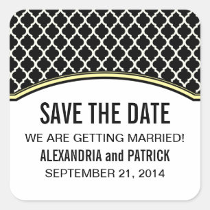 Gelbes Elegantes Quarzglas Save the Date Aufkleber