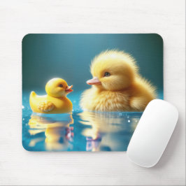 Gelbes Entenlein mit einer Spielzeug-Gummihaube Mousepad
