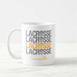 Gelbes erschüttertes Lacrosse Word Kaffeetasse