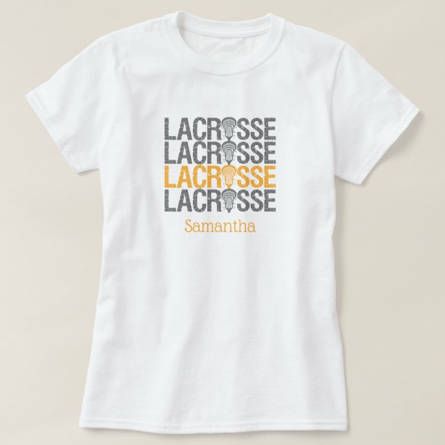Gelbes erschüttertes Lacrosse Word T-Shirt (Design vorne)