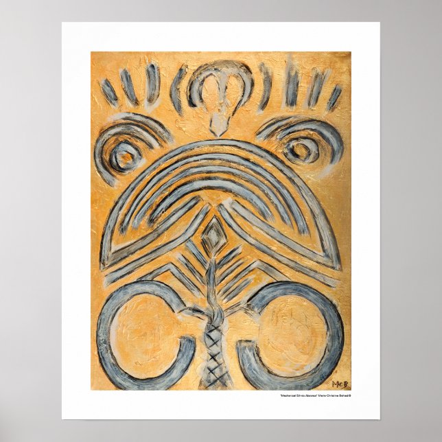 Gelbes, ethnisch Abstraktes Dekorativ 16x20 Print Poster (Vorne)