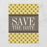 Gelbes Extravagantes Gitter Save the Date Postkart