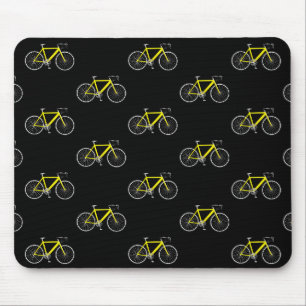 Gelbes Fahrrad auf schwarz Mousepad