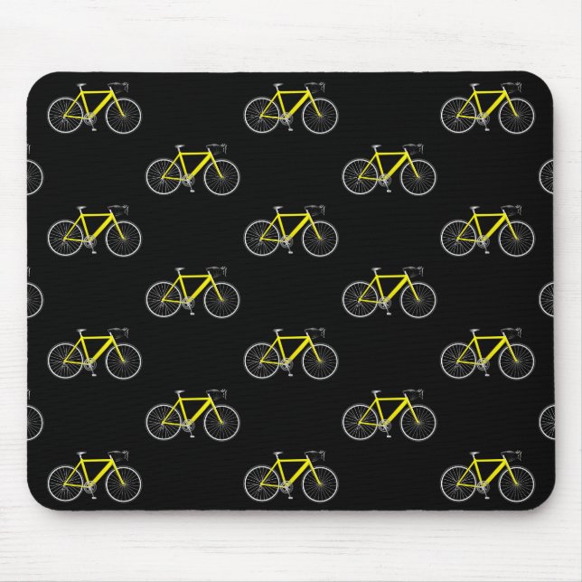 Gelbes Fahrrad auf schwarz Mousepad (Vorne)