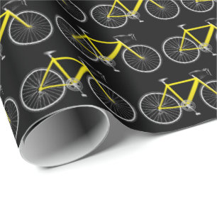 Gelbes Fahrrad auf schwarzem Papier Geschenkpapier