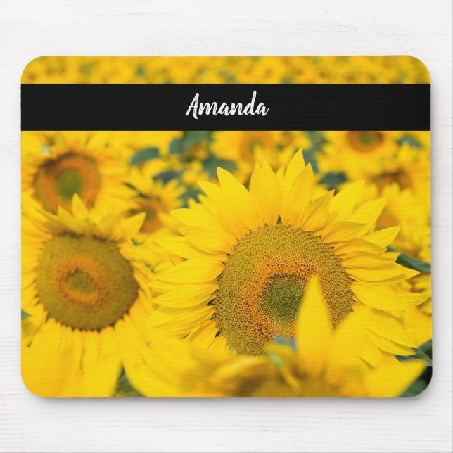 Gelbes Feld von Sonnenblumen Fotografie Mousepad (Vorne)
