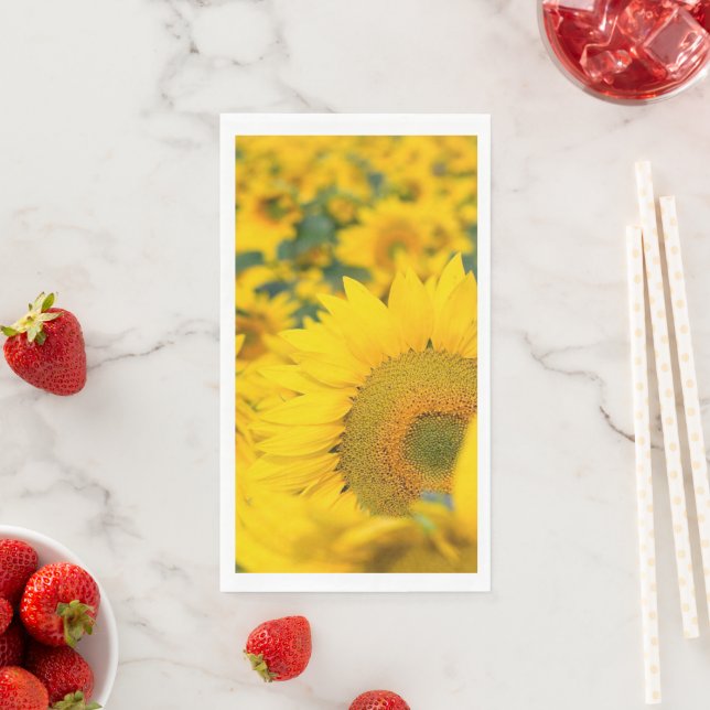 Gelbes Feld von Sonnenblumen Fotografie Serviette (Beispiel)