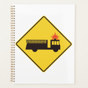 Gelbes Feuerwehrauto Warnschild Planer