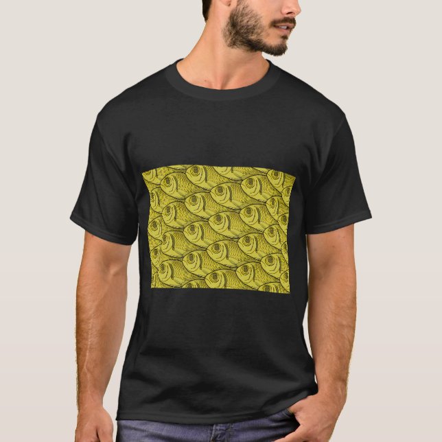 Gelbes Fischmuster T-Shirt (Vorderseite)