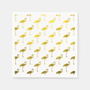 Gelbes Flamingo Imitat Metallisches Meer Tropische Serviette