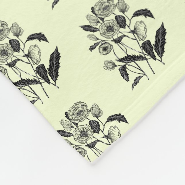 Gelbes Fleeceerlanken mit Mohn - Ihre Farbe Fleecedecke (Ecke)
