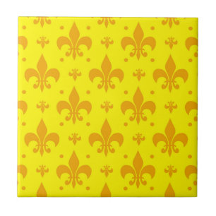 Gelbes Fleur-de-lis-Muster Fliese