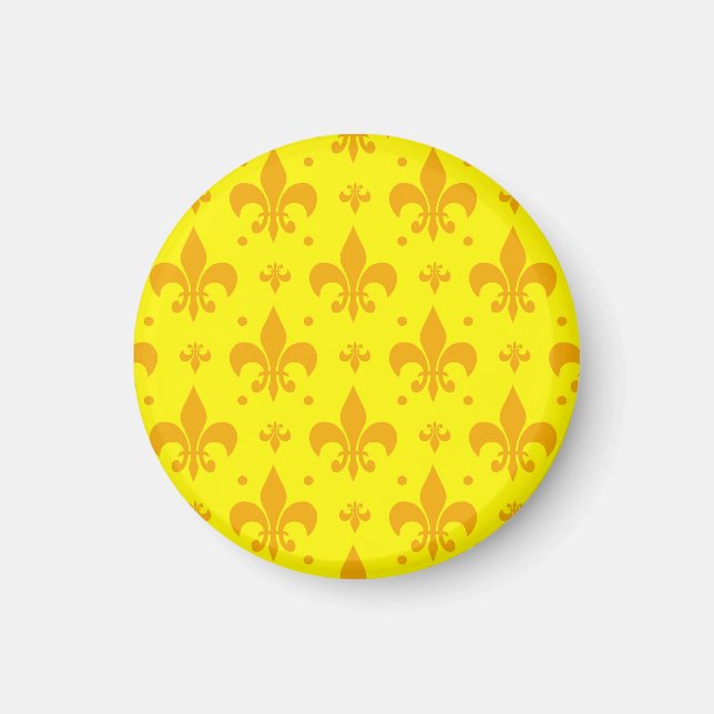Gelbes Fleur-de-lis-Muster Magnet (Vorne)