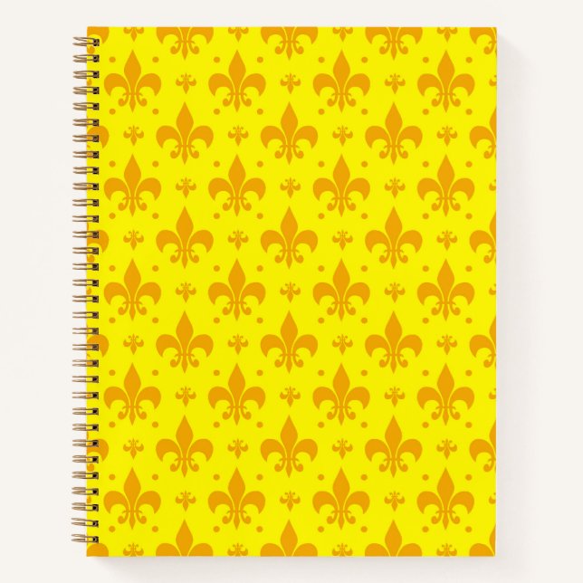Gelbes Fleur-de-lis-Muster Notizbuch (Vorderseite)