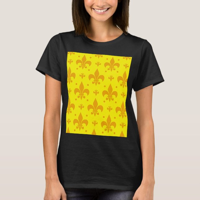 Gelbes Fleur-de-lis-Muster T-Shirt (Vorderseite)