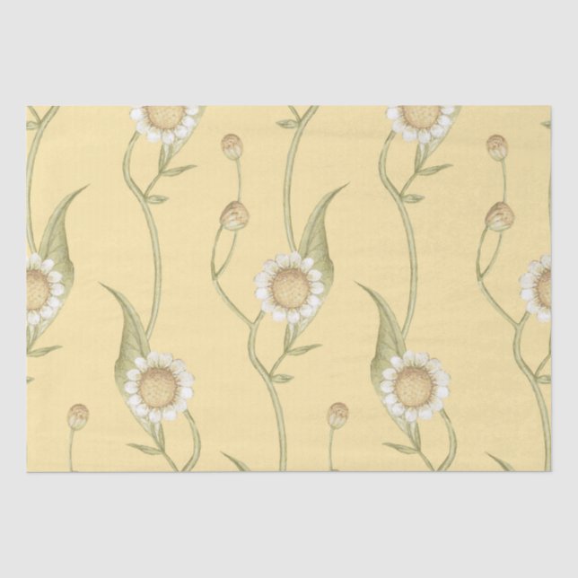 Gelbes florales Boho-Gänseblümchen-Kettenmuster Seidenpapier (Vorderseite)