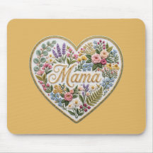 Gelbes florales falsches Stickerei-Herz Mama