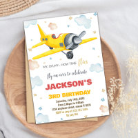 Gelbes Flugzeug - Einladungen zum Geburtstag