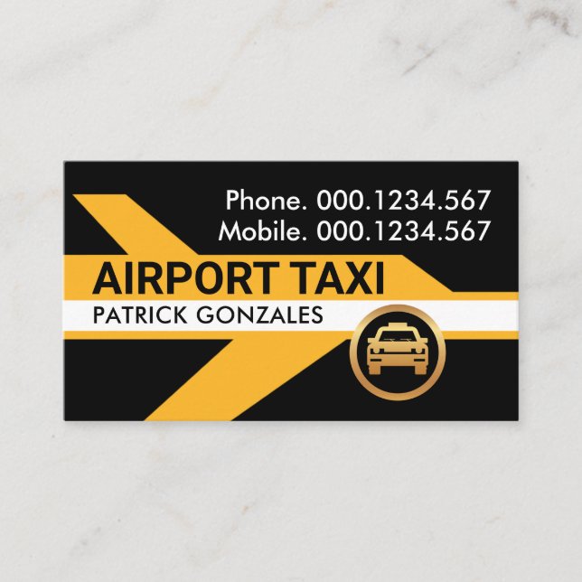 Gelbes Flugzeugtaxi Visitenkarte (Vorderseite)