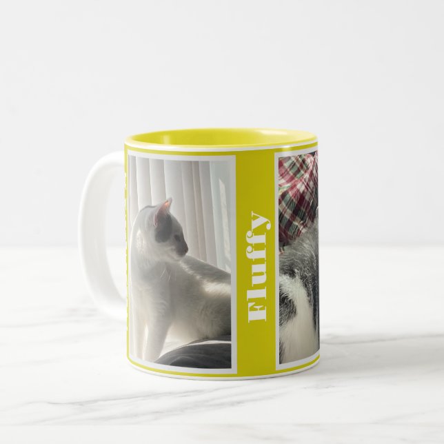 Gelbes Foto mit doppelter Hausnummer und Tasse mit (Vorderseite Links)