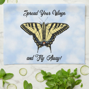 Gelbes Frack Butterfly Blue Sky Personalisiert Geschirrtuch