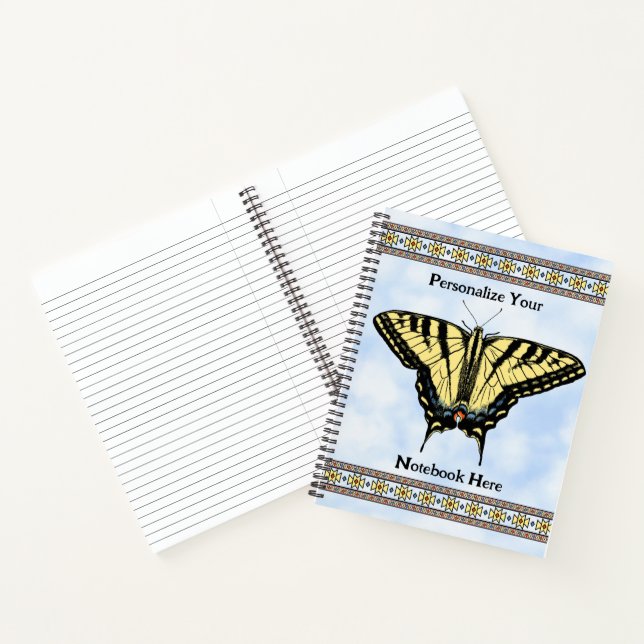 Gelbes Frack Butterfly Blue Sky Personalisiert Notizbuch (Innenseite)
