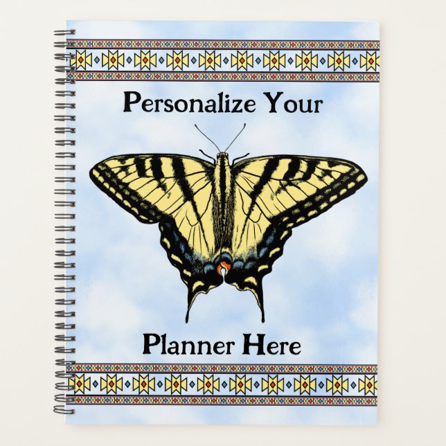 Gelbes Frack Butterfly Blue Sky Personalisiert Planer (Vorderseite)