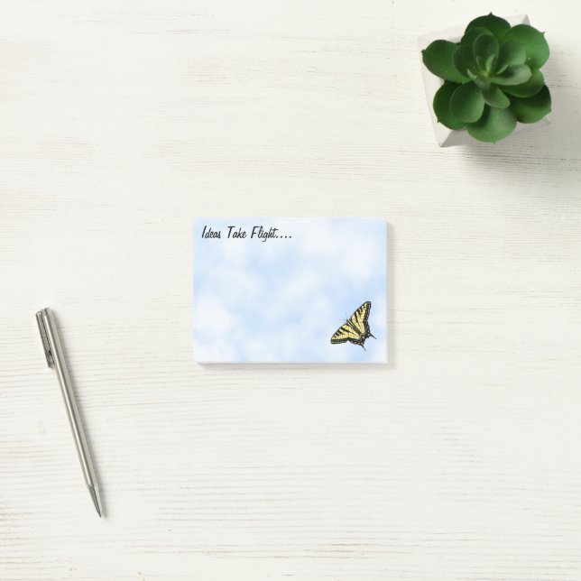 Gelbes Frack Butterfly Blue Sky Personalisiert Post-it Klebezettel (Büro)