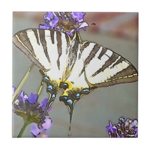 Gelbes Frack für Lilac-Blume Schwarz O Fliese
