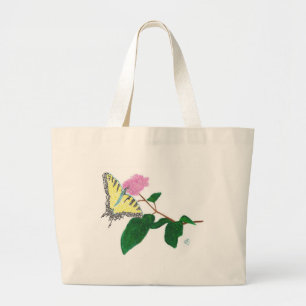 Gelbes Frack Pointillismus Schmetterling Blume Jumbo Stoffbeutel