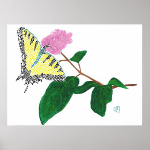 Gelbes Frack Schmetterling auf Blume Poster