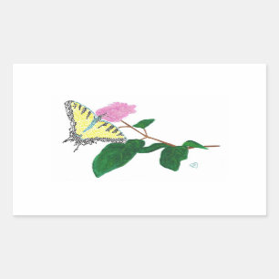 Gelbes Frack Schmetterling Blume Stickers