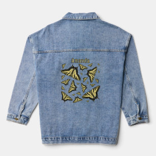 Gelbes Frack Schmetterlinge Individuelle Name Jeansjacke