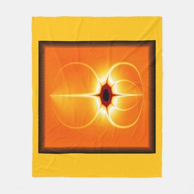 Gelbes Fraktal mit orangefarbenem Hintergrund Fleecedecke (Vorderseite)
